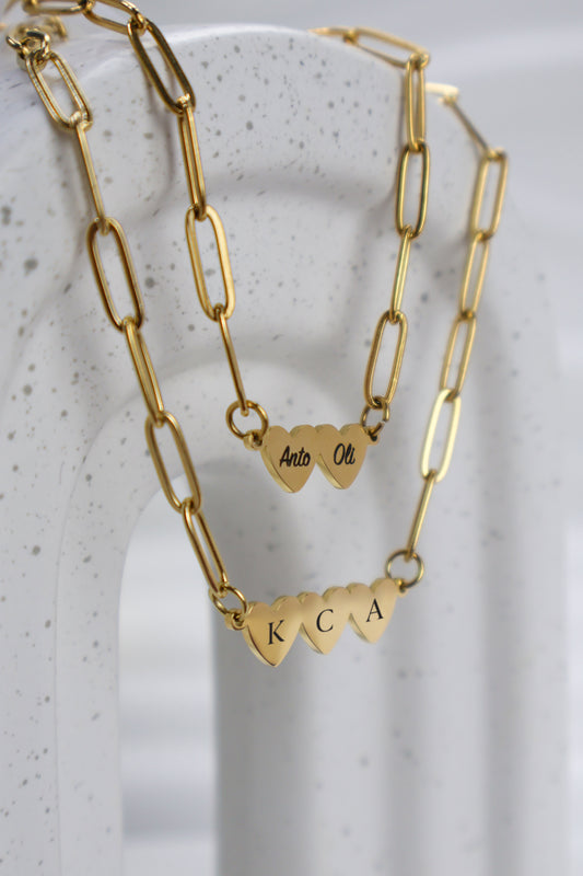 Hearts Paperclip Necklace