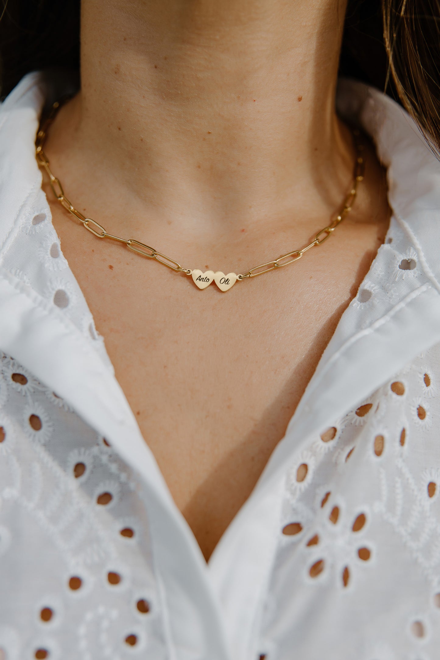 Hearts Paperclip Necklace