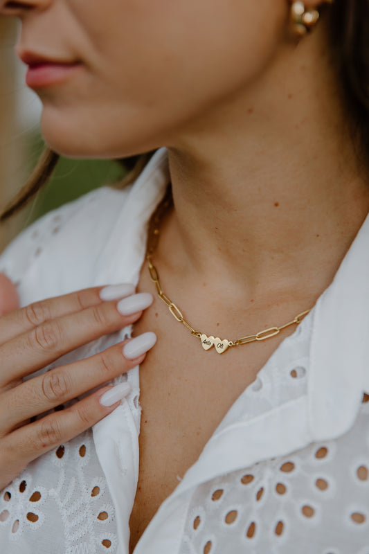 Hearts Paperclip Necklace