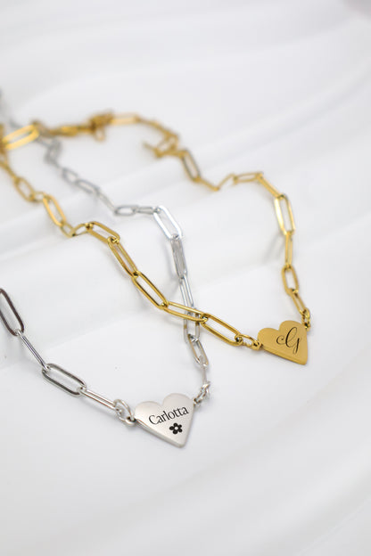 One Heart Paperclip Necklace